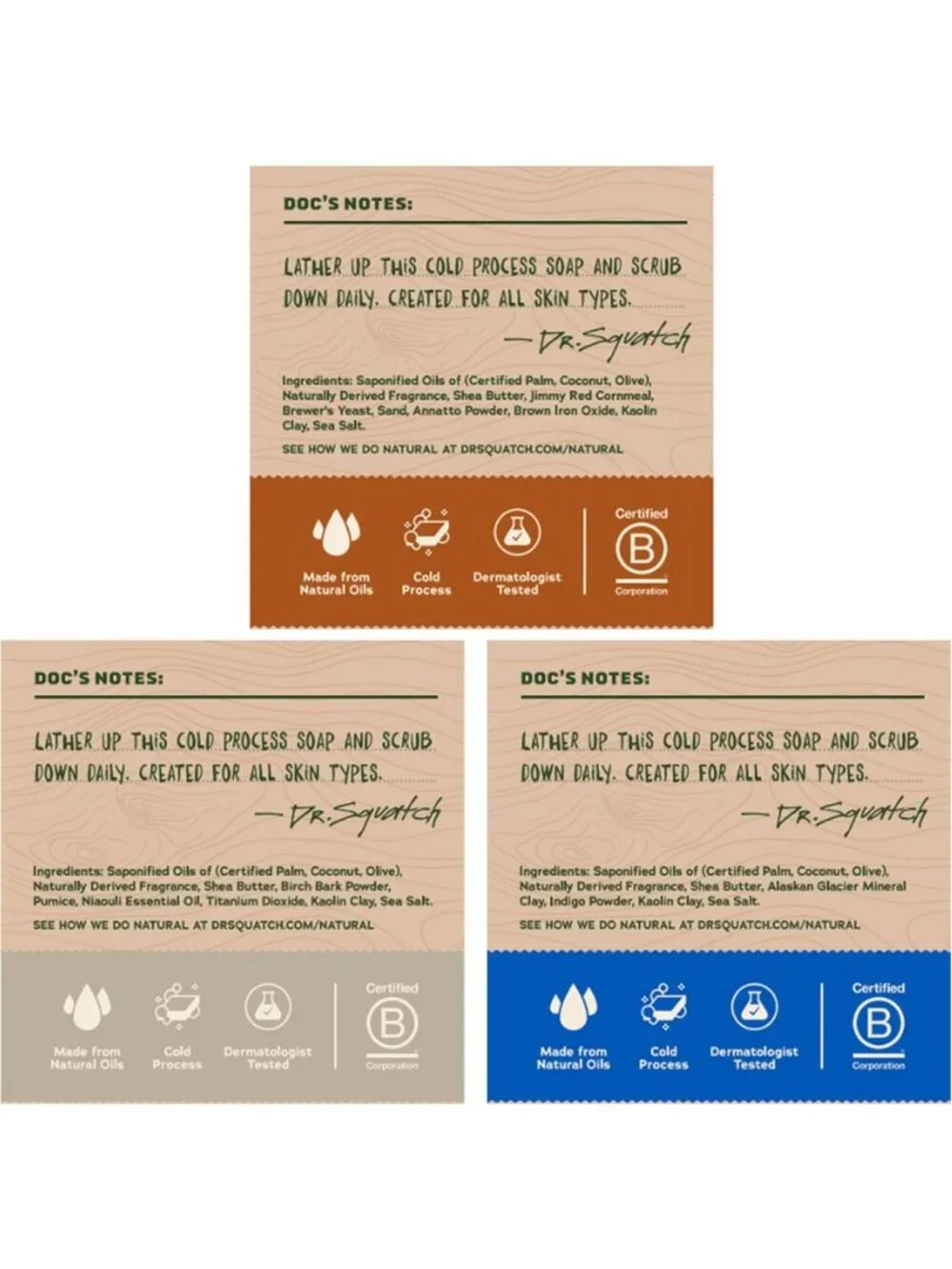Natural Men's Bar Soap - Cold Process Body Soap with Essential Oils - 3-Pack